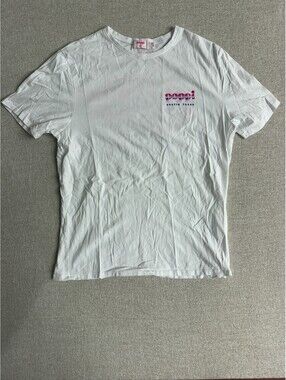 Poppi Soda Mens Medium White The Ultimate Soda Serve Graphic T-Shirt Austin TX